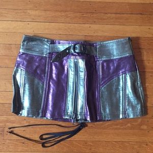 Lip Service Green and Purple Goth Mini Skirt
